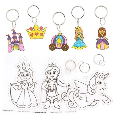 Imagen de Baker Ross FE298 llaveros de Princesa que se Encogen Paquete 8, haz tus propios para los niños coloreen, hagan y exhiban