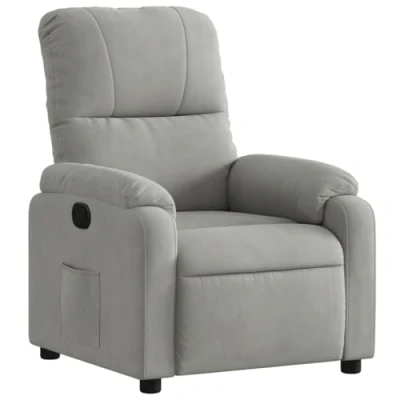 Imagen de vidaXL Sillón Reclinable, con Reposabrazos Respaldo, Silla Ajustable de Descanso Relax, Asiento Salón, Tela Microfibra Gris Claro