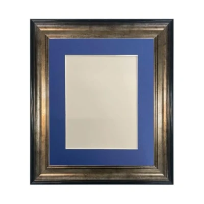 Imagen de FRAMES BY POST Scandi Marco de fotos negro y dorado con soporte azul Oxford A3, tamaño A4