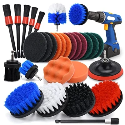 Imagen de Cepillo de Taladro, 28PCS para Taladro Eléctrico Cepillos Tapiceria Brocha Limpieza Kit Limpiar Coche, Baño, Cerámica, Piso, Cocina, Esquinas, Azulejos y Automóviles
