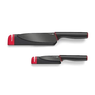 Imagen de Joseph Slice and Sharpen Cuchillo de Chef 15 cm y para Cortar Pelar 9 cm, Funda Protectora con Afilador Integrado
