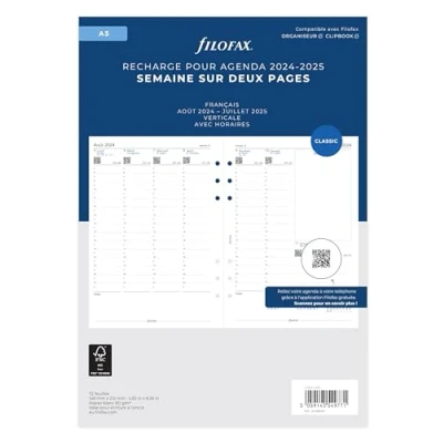 Imagen de Filofax A5 Francia WEEK ON Two PAGES INGLISH MID Year Aug 24 JUL 25