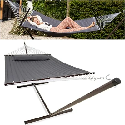 Imagen de Vita5 Hamaca Jardin con Soporte 2 Personas de Acero Duradero Carga 200 kg Doble Ajustable Hamacas Armazón para Interior y Exterior Montaje sin Herramientas