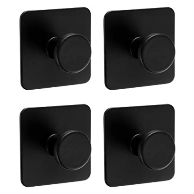 Imagen de Ambrosya Toallero Autoadhesivo Hecho de Acero Inoxidable en Negro Baño Soporte Gancho Toalla Adhesivo (Acero (Negro), 4 x 1)