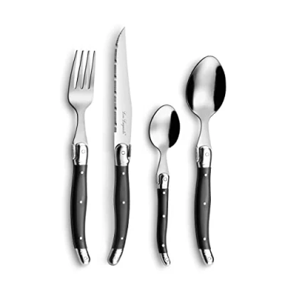 Imagen de LOU LAGUIOLE RUSTIC Set 24 Cubiertos Inox Mango Negro