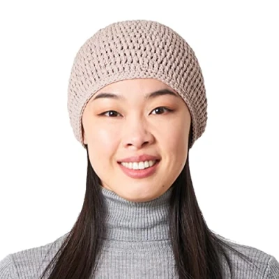 Imagen de CHARM Sombrero Hombre Kufi Gorro de Punto Crochet Algodón para Oración Verano Hecho A Mano Rosa Beige M