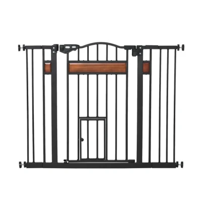 Imagen de PawHut Barrera de Seguridad Extensible para Puertas y Escaleras Perros con Altura Ajustable Cierre Automático Sistema Doble Bloqueo 93x76,2 cm Negro