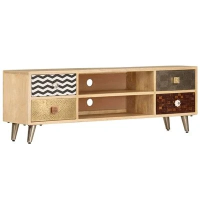 Imagen de vidaXL Mueble para TV Centro de Entretenimiento y Multimedia el Orden los Dispositivos Imagen Sonido 120x30x40 cm Madera Acacia Maciza