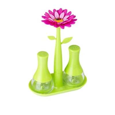 Imagen de VIGAR Flower Power Set de Sal y Pimienta, Verde/Magenta, 14 X 7 19 Cm