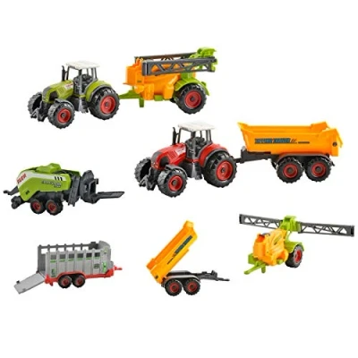 Imagen de Iso Trade Farm Set 6 Pieces Agricultural Machinery Trailers Tipper Hay Press Fertilizer Animal Transport Vehículos de Granja, Multicolor (6136)
