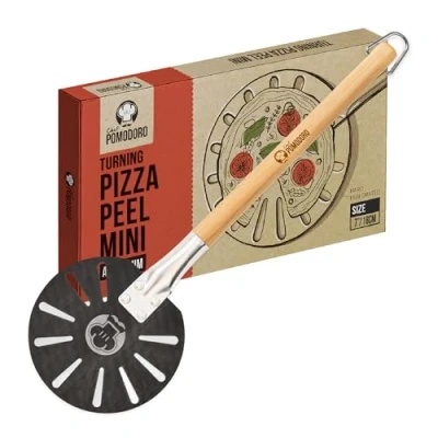 Imagen de Chef Pomodoro Pala Pizza Horno Pequeña, para 18 cm con Mango de Aluminio Fácil Almacenamiento, Accesorios Cocina Hogar Gourmet Hornear Pizzas y Pan Caseros