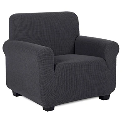 Imagen de TIANSHU Funda Elástica para sofá, Sofa 1 Plaza, Ajustables Fundas Elasticas, Proteger el de Sofá con Reposabrazos Antideslizante Antimanchas Lavable (Gris)