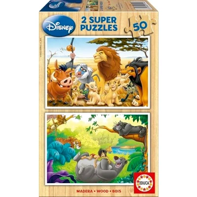 Imagen de Educa Set de 2 Puzzles Infantiles Madera con 50 Piezas Cada uno Animal Friends Disney Puzzles, 2x50 Piezas. A Partir 5 6 7 años (13144)