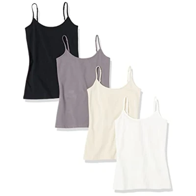Imagen de Amazon Essentials Camisola Entallada Mujer, Pack de 4, Gris/Gris Topo, L
