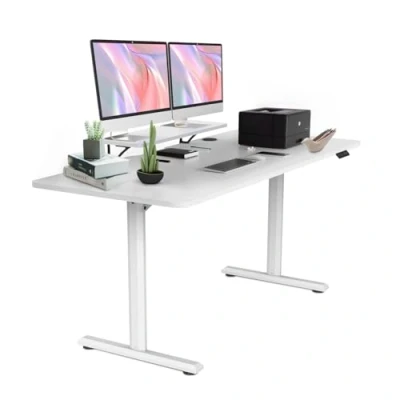 Imagen de 160x70cm Escritorio Elevable Eléctrico con Memoria de Altura Ajustable, Standing Desk Estantes para Monitor, en Home Office