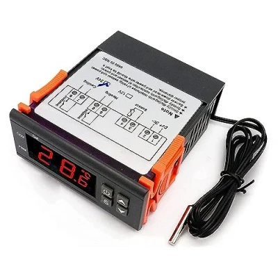 Imagen de RUIZHI Controlador de Temperatura Digital AC 24V Centígrados Termostato Temperature Controller con Sensor 2 Relés para Reptiles incubadora
