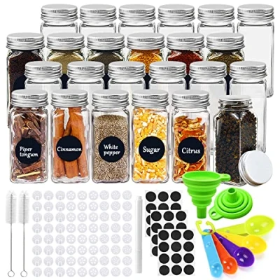 Imagen de JOYBOY Botes Pequeños para Especias de Cristal, 24pcs, Tarros con Tapa, Set incluye Pegatinas Pote Cocina