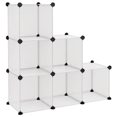 Imagen de vidaXL Estantería de Cubos con 6 Compartimentos Estante Zapatero Armario Bibilioteca Módulos Organizador Divisor Guardarropa PP Transparente