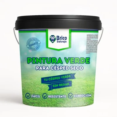 Imagen de BRICOSALVAJE Pintura Verde para Césped Seco y Hierba Seca, 100% Ecológica, Buena adherencia (4 Litros)