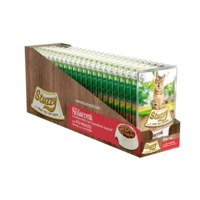 Imagen de Stuzzy, Comida húmeda Completa para Gatos Adultos con Carne de Vaca, en peladillos, 24 Sobres 85 g
