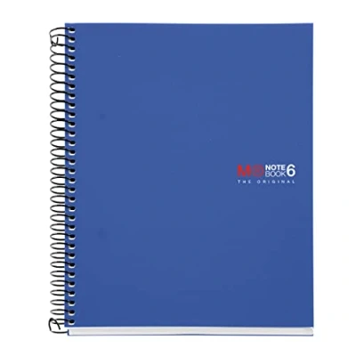 Imagen de Miquelrius Cuaderno A5 Notebook The Original, 6 franjas de colores, Cubierta polipropileno opaco, Tamaño 148 x 210 mm, 2 Taladros, 150 Hojas 70 g/m², Rayado Horizontal 7 Color Azul