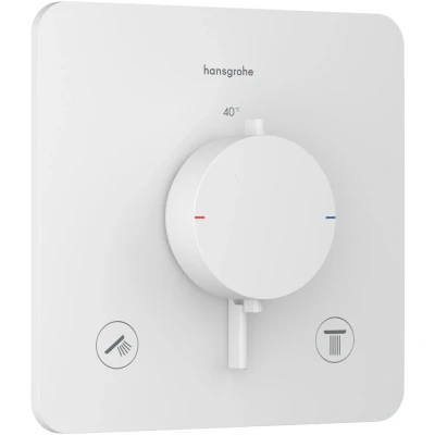 Imagen de hansgrohe Ecostat Comfort Q termostato para ducha empotrado, grifo con botón de seguridad (SafetyStop) a 40 C, mezclador 2 funciones, blanco mate, 33713700