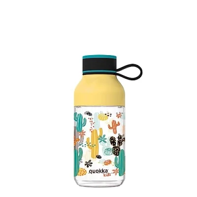 Imagen de Quokka Kids Ice con Colgador Cactus 430 ML Botella de Agua Reutilizable Tritan Libre BPA Amplia Apertura para Rellenar y tapón antigoteo
