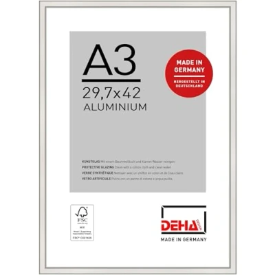Imagen de DEHA Design Marco de Aluminio Boston, 29,7x42 cm (A3), Plata