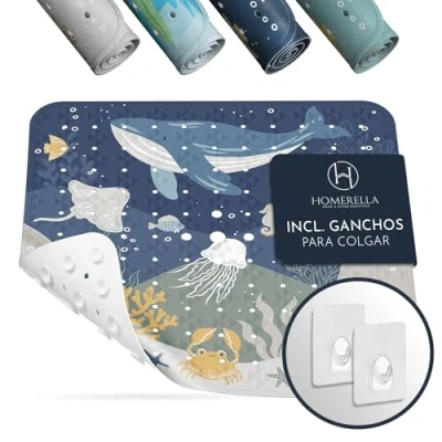 Imagen de Homerella Alfombrilla de Ducha Sensible a la Piel, 53 x cm, Incluye suspensión, sin BPA, látex, Antideslizante, Resistente al Moho, Lavable máquina,