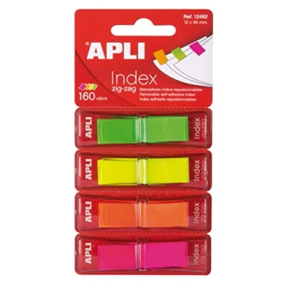 Imagen de APLI 12482 Índices adhesivos zig zag (12 x 45), film colores flúor