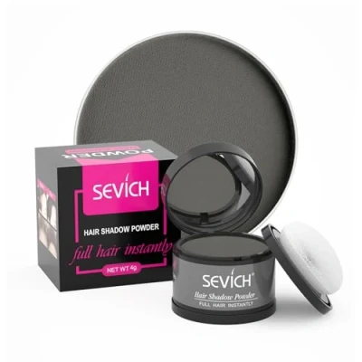Imagen de sombra instantánea para el cabello polvo la línea del sevich, corrector de raíces grises cobertura rápida con toque puff, 4g 12 colores