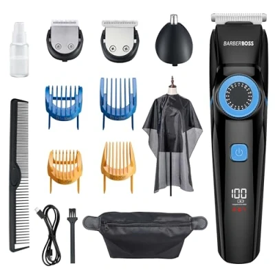 Imagen de Barberboss Cortadora de barba para hombres y cortapelos hombres, recortadora nariz kits aseo impermeable QR 6052