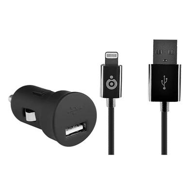 Imagen de Cargador coche : USB A + câble Lightning 1A / 1m Negro