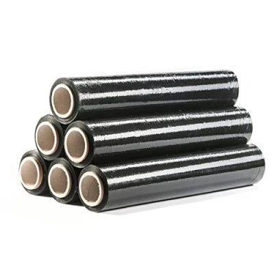 Imagen de 6 rollos de plástico embalaje, 150 m x 500 mm 23 µm, color negro