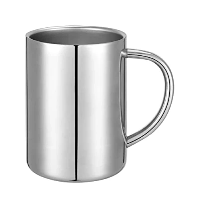 Imagen de luvtree taza de café doble pared 400 ml, tazas té acero inoxidable aisladas, leche metal con asa, función aislamiento capa
