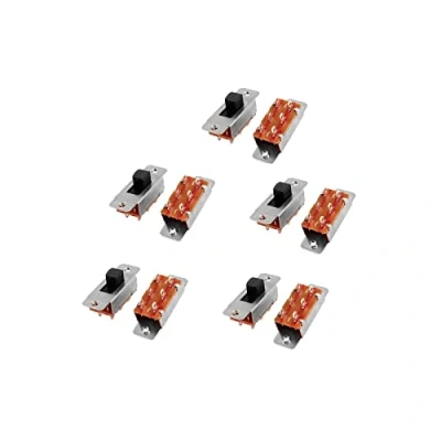 Imagen de sourcing map 10 piezas de 250VAC 3A 125VAC 6A 6 Terminal 2 Posición DPDTENCENDIDO/APAGADO Mini interruptor deslizante