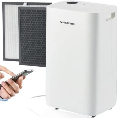 Imagen de Greenmigo Deshumidificador 25L con Ionizador y APP Control,Purificador aire filtro HEPA,Deshumidificación Continua, Panel de Control Digital Temporizador 24h(ALPHA Q25 Pro WiFi)
