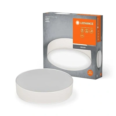 Imagen de LEDVANCE ORBIS PARIS Deckenleuchte 480mm, beige, 3XE27 Sockel, kann mit smarter Lampe bestückt werden, hochwertiges, modernes Design, Stoffschirm, geeignet für Innenräume, rund, IP20 Schutzklasse