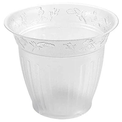 Imagen de Tradineur Maceta de plástico Transparente Macetero, Tiesto para Plantas, Flores, balcón, terraza, hogar Ø 16,1 x 13,7 cm
