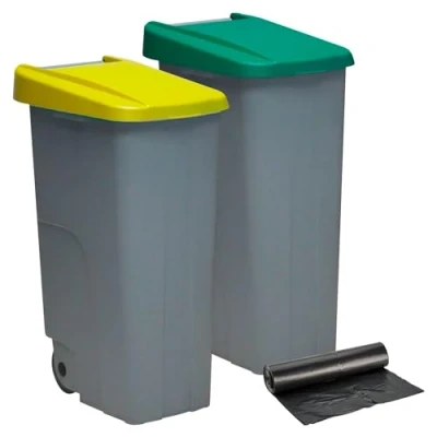 Imagen de Denox PK3339 Pack Reciclaje Reciclo 110 litros Cerrado c/u: 220 totales, en 2 contenedores, Colores Verde/Amarillo