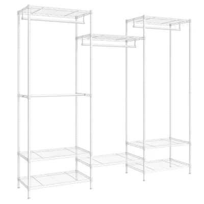 Imagen de SONGMICS Armario de Ropa, Metal con Estantes Ajustables, Barras para Colgar y Ganchos, Duradero, Perchero Separable, Blanco Nube LGR431W01