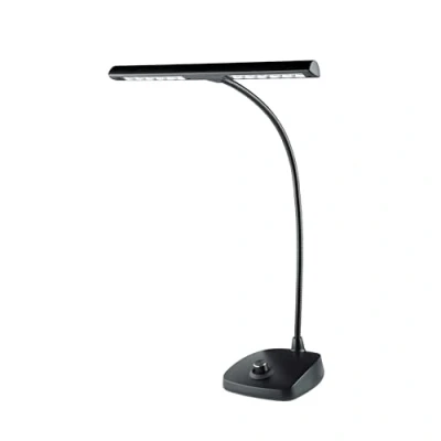 Imagen de K&amp;M 12298 Lámpara Piano, negra Pantalla de 30 cm con cuello cisne 12 LED intensidad variable 2500 Lux
