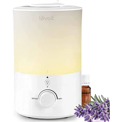 Imagen de LEVOIT Top Fill Humidificador Ultrasónico 3L de Aromas, Silencioso 28dB, Apto para Lavavajillas, Sueño con la Luz Nocturna, Apagado Automático, BPA FREE Bebés y Plantas, Hogar, Color Blanco