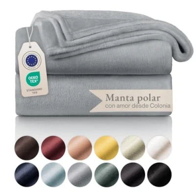 Imagen de Blumtal Mantas para Sofá de Franela Suave y Acolchada Manta Polar 100% Microfibra Extra Suave, sofá, Cama o Sala Estar, Gris, 270 x 230 cm