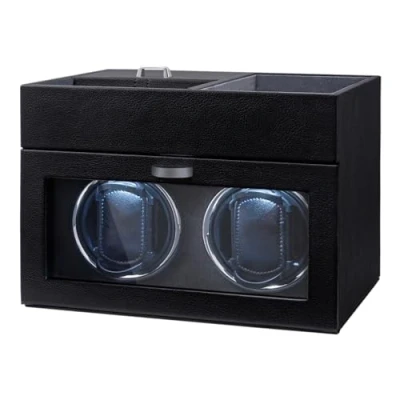 Imagen de Mcbazel Abridor Automático de Relojes Multifuncional para 2 Relojes, con Pantalla LED Exhibición y Caja Almacenamiento Joyería Motor Silencioso 1 Modo Rotación Negro/Gery