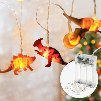 Imagen de CozyHome Luces led pilas dinosaurios 12 figuras &amp; 3 metros a I Con temporizador Guirnalda interior decorativas habitacion Fairy lights decoracion Luz de hadas