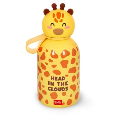 Imagen de Legami Botella de agua para niños Hot&amp;Cold BFF, Giraffe, doble capa acero inoxidable 18/8 con cierre hermético, se mantiene caliente durante 12 h y fría 24 h, capacidad 310 ml