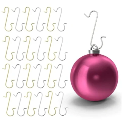 Imagen de happymas 200 ganchos para árbol de Navidad, color dorado y plateado, bolas Navidad