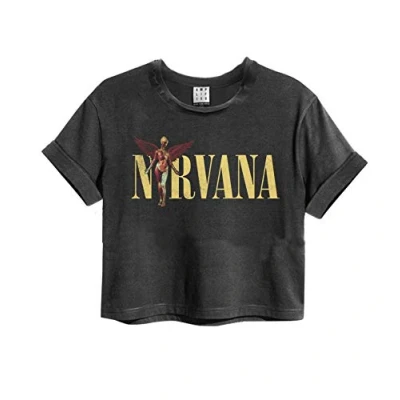Imagen de Amplified Crop Top Woman T Shirt (Nirvana In Utero Colour Logo Charcoal, XS)