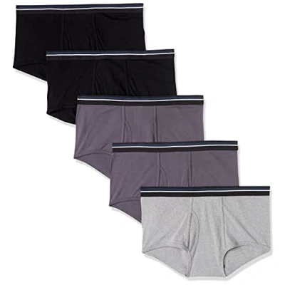 Imagen de Amazon Essentials Calzoncillos Transpirables de Algodón sin Etiqueta Hombre, Pack 5, Color Carbón/Gris/Negro, XXL